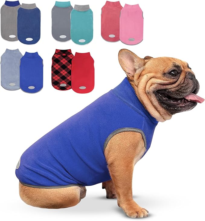 cyeollo 2 Pack Fleece Dog Sweater Pullover Dog Sweatshirt Reflective Lightweight Sweaters Warm Clothes for Medium Dogs Boy Girl Pet Apparel Blue, Mist Blue, XXL