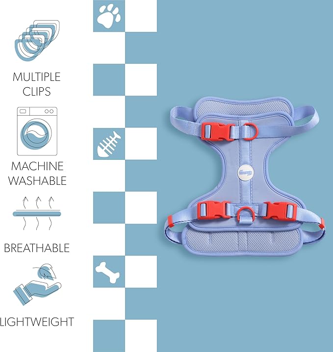 HNS1003E Arlo Large Adjustable Soft Padded No Pull Pet Harness with 3 Buckles and 3 Leash Clips, Sangria