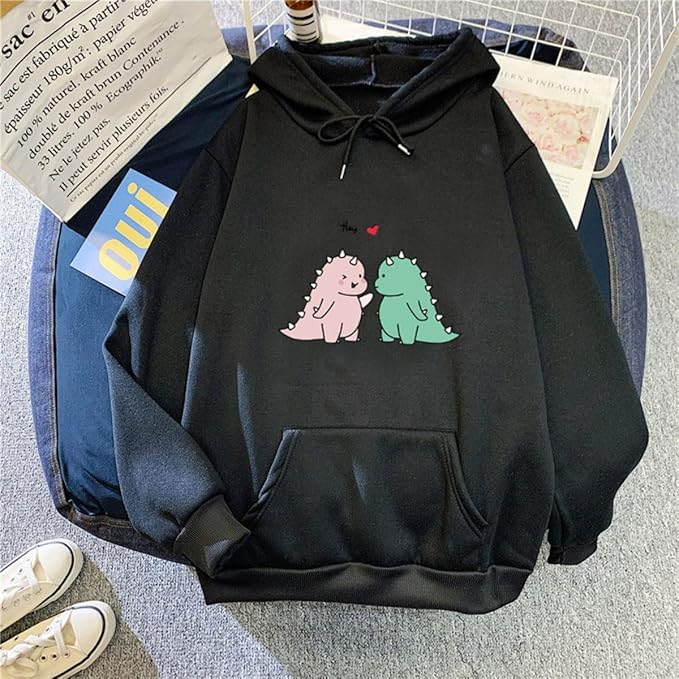 Women Girl Hoodies Cute Cat Ear Novelty Printed Pullover Sweatshirt