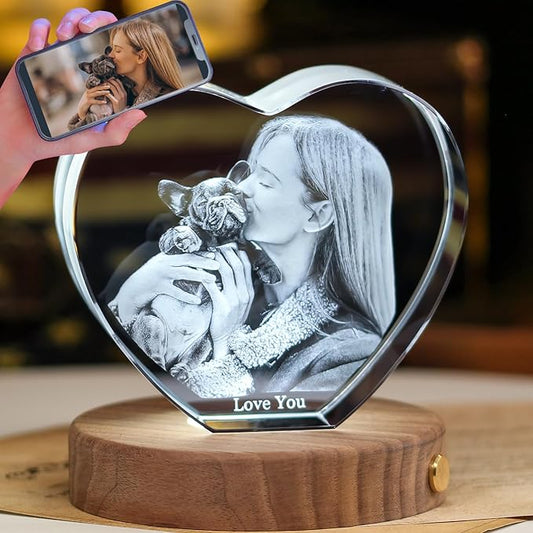Personalized Pet Memorial Gifts,3D Crystal Photo,3D Engraved Crystal Keepsake Gift Décor Dogs Or Cats Horse Birds, Customized Dog Memorial Gifts,Christmas Personalized Gifts