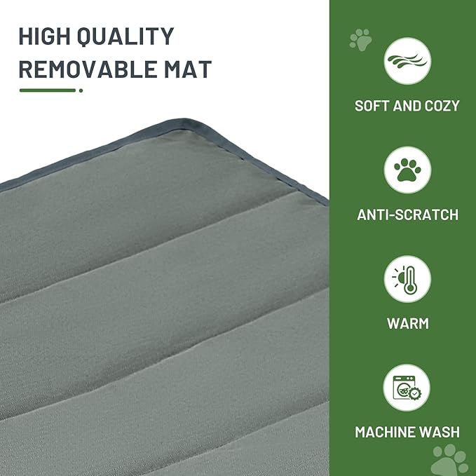 TIMBER RIDGE Large Elevated Dog Bed, 3-in-1 Portable, Folding, and Raised with Removable Pad Mat, Cooling Design for Indoor and Outdoor Use, Grey