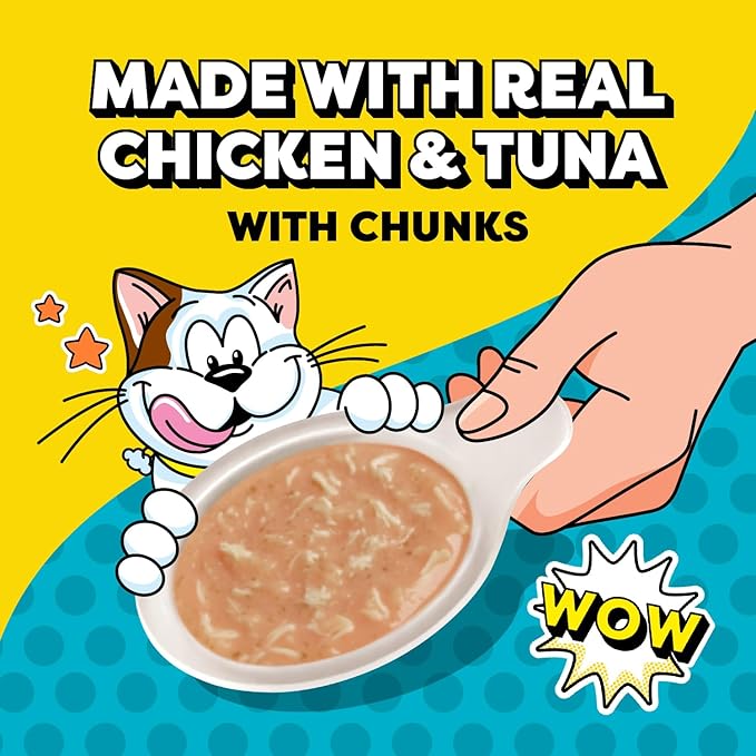 Temptations Lickable Spoons Cat Treats Chicken Flavor with Tuna Chunks, 4 Spoons, Pack of 12 (48 Total)