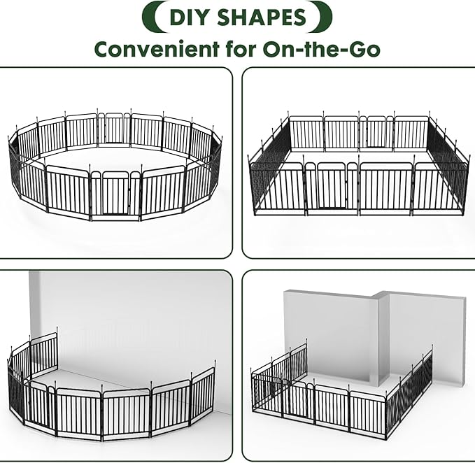 Durable Dog Fence 32" Height 48 Panels Thickened Dog Playpen with Portable Handle & Strap, Easy to Install – Stylish Curved Panel Design for Pets, Indoor Use Outdoor Use