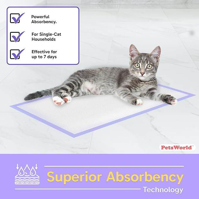 PetsWorld Universal Fit Cat Pad Refills for Litter Box, Unscented, Odor Control, Pack of 200