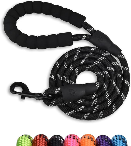 5/6 FT Strong Pet Dog Leash with Soft Padded Handle,Highly Reflective Rope for Night Walking,360-Degree Rotating Metal Buckle Without Tangles,Suitable for Small,Medium and Large Dogs.(6ft)