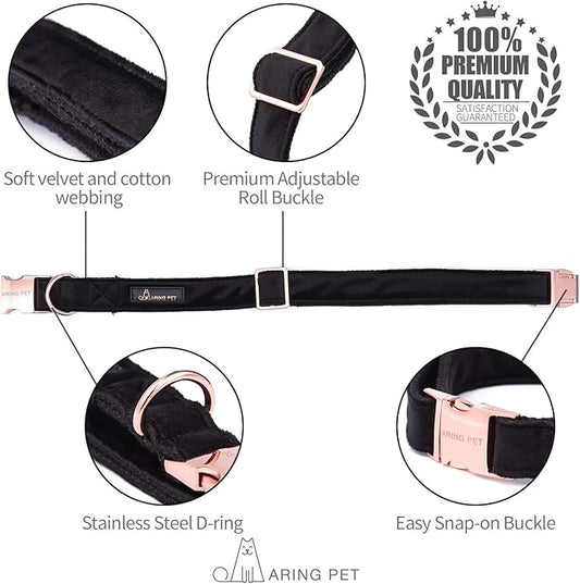 ARING PET Dog Collar and Leash, Velvet Dog Collar and Leash Set, Soft & Comfy, Adjustable Collars for Dogs