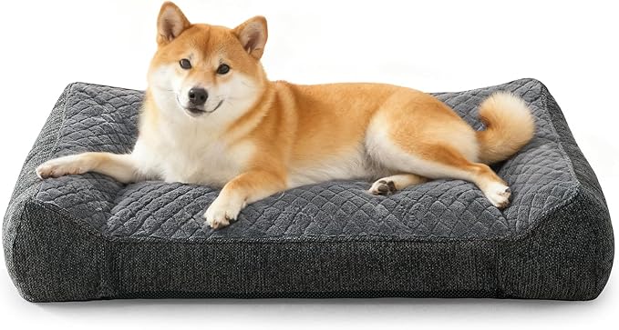 JOEJOY Orthopedic Dog Bed Medium Sized Dogs, Extra Thick Supportive Big Dog Couch Bed with Sides and Waterproof Lining, Ultra Soft Pet Bed Sofa, Grey, 35''x25''