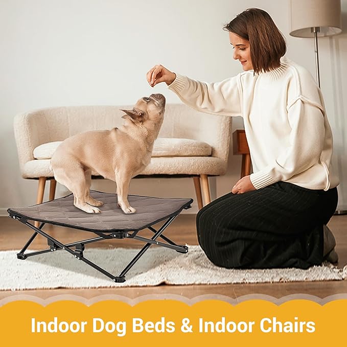 KingCamp Elevated Dog Bed for Small Dogs, Outdoor Raised Cooling Pet Cot Bed with Washable Breathable Mesh & No-Slip Feet Perfect for Camping, Backyard, Indoor Use (S, Black)