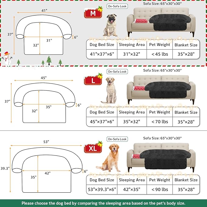 GGIB Calming Dog Bed Christmas Throw Blanket Fluffy Plush Dog Mat Furniture Protector Decoration Holiday Throw for Sofa Couch Cover for Large Medium Small Dogs Cats (Medium, Dark Grey)