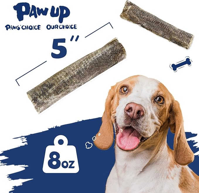 PAWUP Dog Treats, Cod Skins Dog Treat with Taurine, One-Ingredient Grain-Free Chew Fish Skin Rolls Rich in Omega3, 8 oz (4-6 Count)
