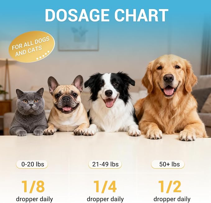 4 Pack Hemp Oil for Dogs & Cats, Hemp Oil Helps with Anxiety Stress, Pain, Sleep, Arthritis, Seizures Relief, Calming Drops for Pet, Hemp Seed Oil, CBD-Free