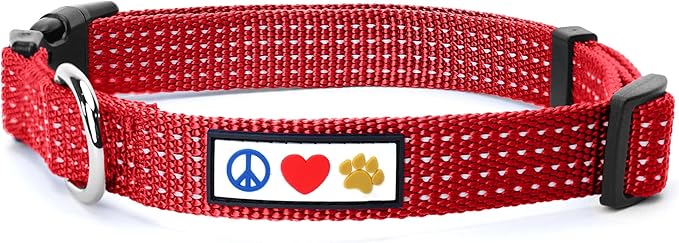 Pawtitas Reflective Dog Collar - Adjustable, Large Dog & Puppy Collar - Red