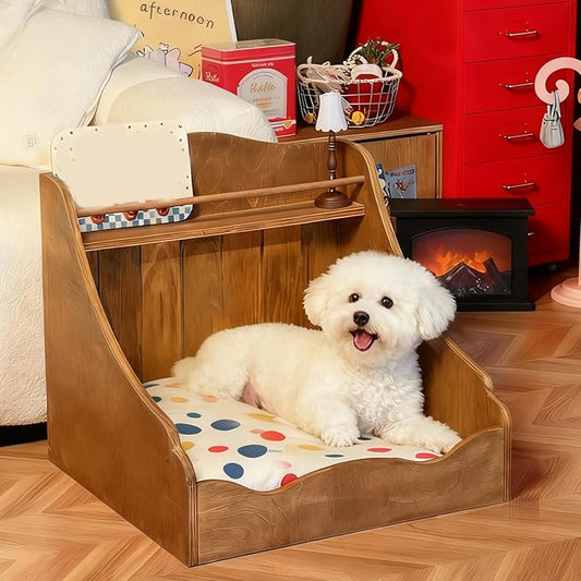 Rabbit Bed Wooden Dog Bed Suitable for Cats, Dogs, Rabbits, and Kittens (Three-Piece Set)