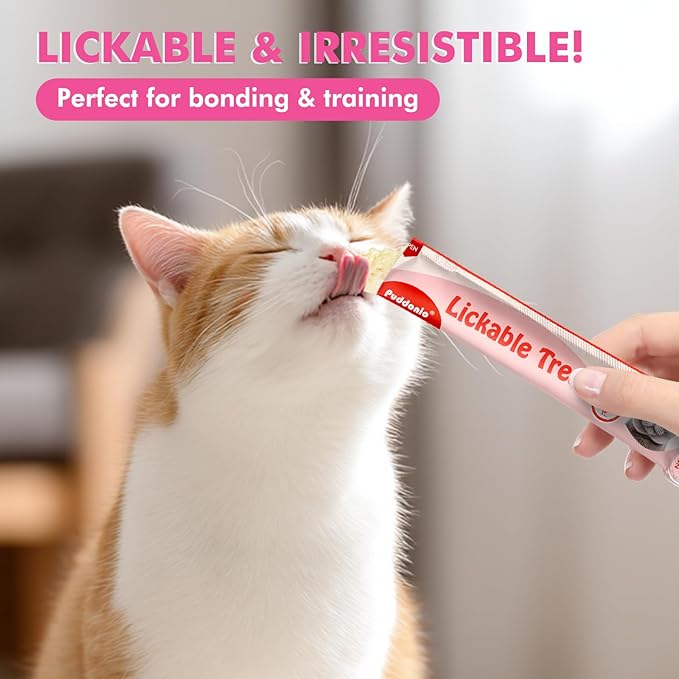 Puddonio High-Meat Lickable Cat Treats, Grain & Gum Free, No Additives, All-Natural High Protein Puree, 0.5oz Tubes (Pack of 20)
