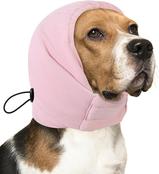 AOFITEE Dog Calming Hoodie - Anti-Slip Dog Ear Muffs Cover for Noise Anxiety, No Shake Ear Wrap for Dogs Hematoma, Adjustable Dogs Headband for Grooming, Fireworks, Thunderstorms, LightPink S