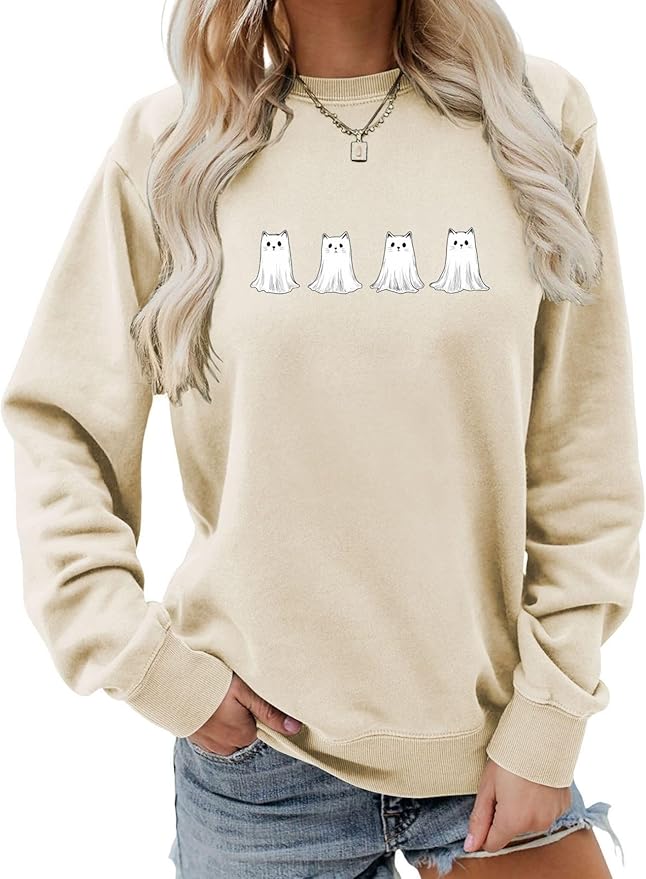 Womens Cat Print Hoodies Trendy Funny Cat Graphic Long Sleeve Sweatshirt Y2k Streetwear Hooded Pullover Tops