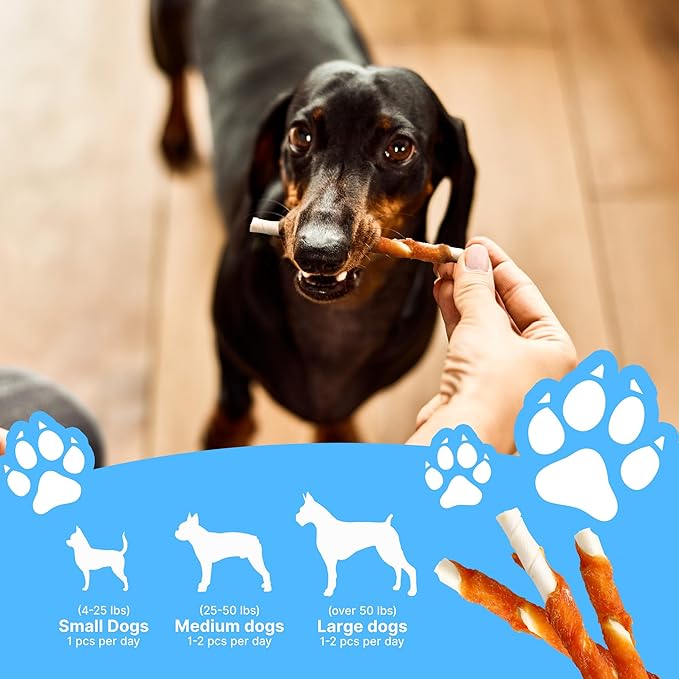 PETPHABET Chicken Wrapped Rawhide Dog Treats - Hide Twists Sticks for Chew, Natural Pet Snack for Small Puppy Traning and Dental Healthy, Chicken Flavor, 5 Inch, 30 Count