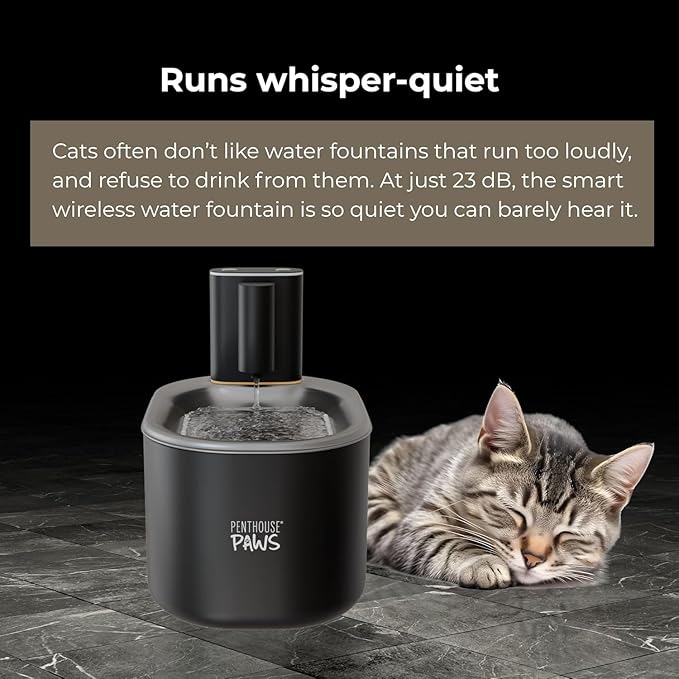 Penthouse Paws Smart Wireless Water Fountain for Cats and Dogs, 3.5L, App-Controlled, Whisper-Quiet, Easy to Clean Pet Water Fountain, Water Dispenser (White)