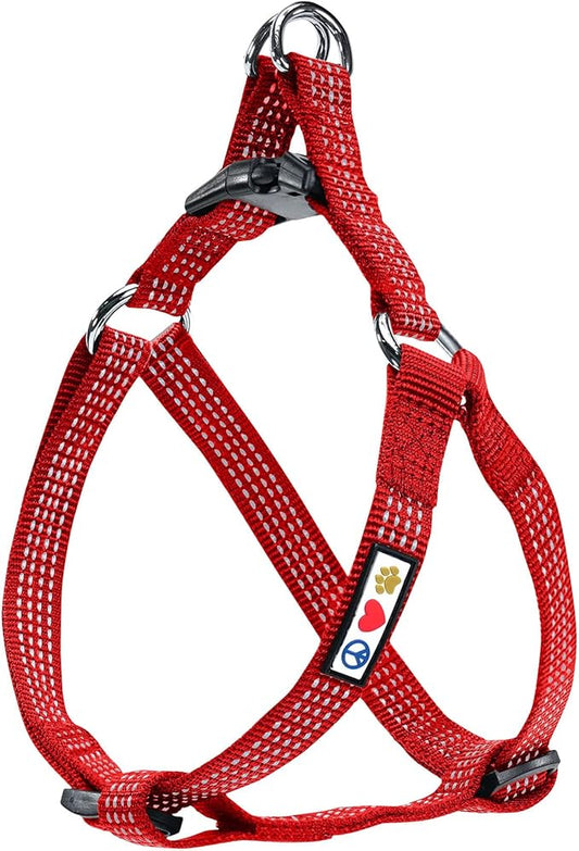Pawtitas Reflective Step-in Dog Harness – Adjustable No-Pull Vest for Puppies to Seniors, Safe & Comfortable, XS Red