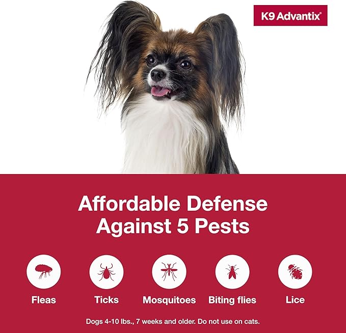 K9 Advantix Flea, Tick & Mosquito Prevention for Dogs 4-10 lbs. | Flea Drops for Small Dogs | Apply Monthly | 2 Treatments (Pack of 2)