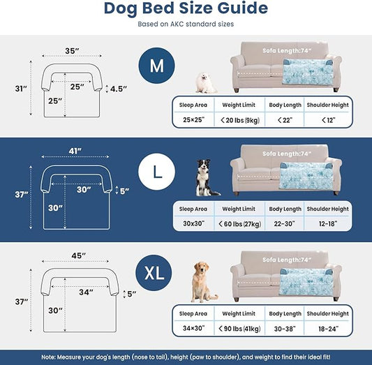 Calming Dog Couch Bed for Large Dogs, 41 x 37 inch Waterproof Removable Pet Mat Couch Cover for Furniture Protector, Non-Slip Fluffy Pelsbarn Dog Bed for Couch, Sofa, Outdoor - Tie-Dye Blue