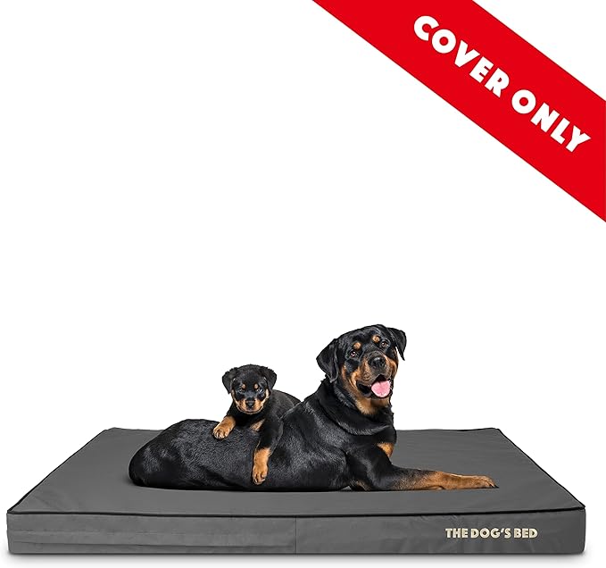The Dog's Bed Replacement Outer Cover ONLY (Outer Cover ONLY - NO Bed, NO Waterproof Inner) for The Dog's Bed, Washable Oxford Fabric, XXL 4 Inches (Grey with Black Piping)