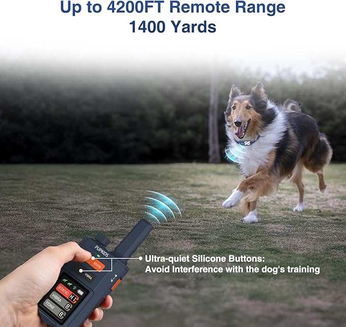 Dog Shock Collar - 4200FT Dog Training Collar with Remote, Innovative E Collar for Dogs Training with 3 Night-Lights/Beep/Vibration/Static Modes, 100% Safe Electric E-Collar for Large Dogs