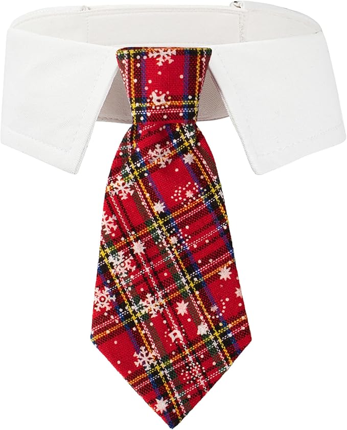 ADOGGYGO Christmas Dog Necktie Pet Tuxedo Christmas Dog Neck Tie Collar with Red Plaid Tie for Small Medium Large Dogs Pets (Medium, Red)