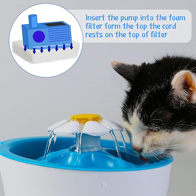 Zonon 15 Pcs Cat Water Fountain Filters, Pet Fountain Replacement Foam Filters, Compatible with Drinkwell Pet Fountains Filter Ceramic, Stainless Steel, Plastic, 360 Pets Water Fountains Filter Foam