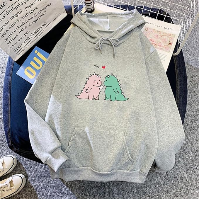 Women Girl Hoodies Cute Cat Ear Novelty Printed Pullover Sweatshirt