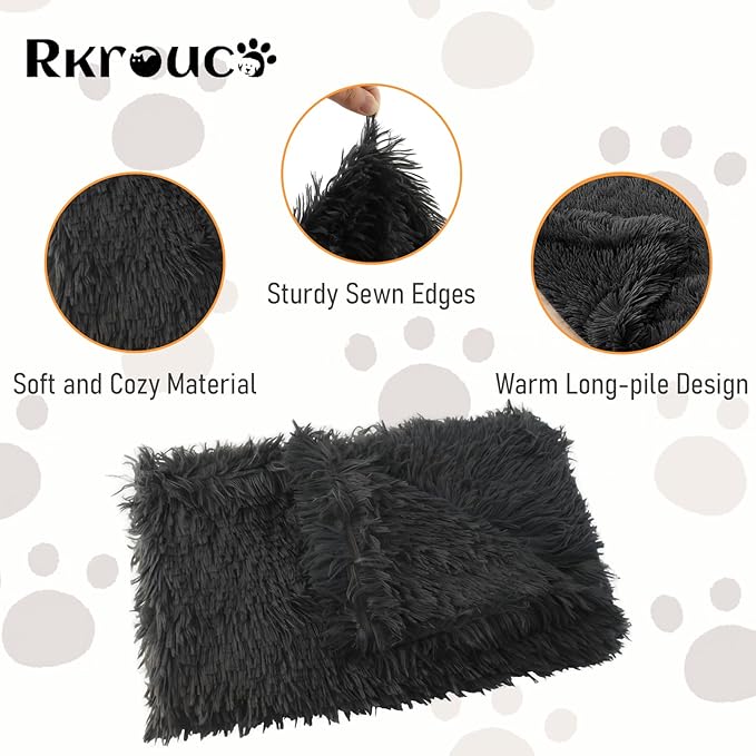 Pets Bed Blanket Dogs Reversible Soft Dog Throw Blankets Cats Mat Sleeper Fuzzy Pet Couch Covers Washable Cat Puppy Cover for Beds Car Sofa Travel Double Sided Furniture Protection (Dark Gray,S)