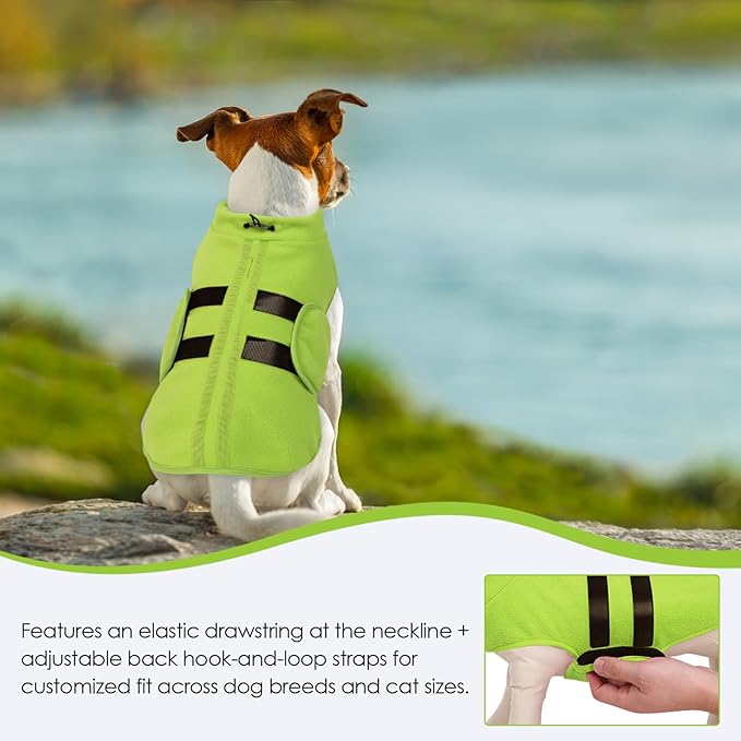 Dog Sweater,Adjustable Dog Sweaters for Small, Medium and Large Dogs Boys Girls, Dachshund Chihuahua Fleece Dogs Sweater (Green,XS)