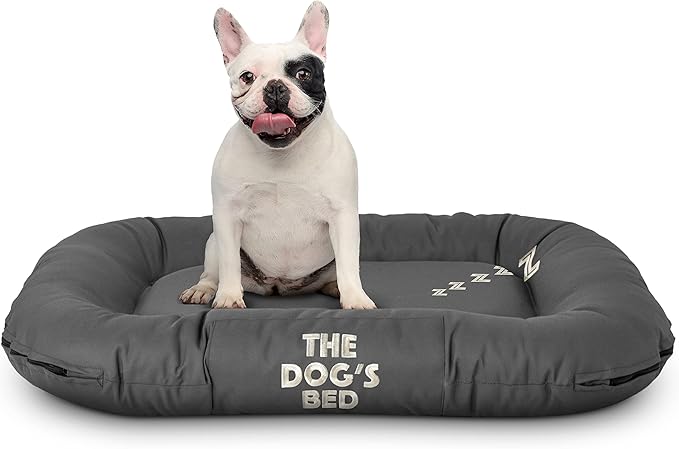 The Dog’s Bed Utility Waterproof Dog Bed, Medium, Durable Grey Oxford Fabric, Tough YKK Zippers, Washable Reversible Cover, Veterinary Approved