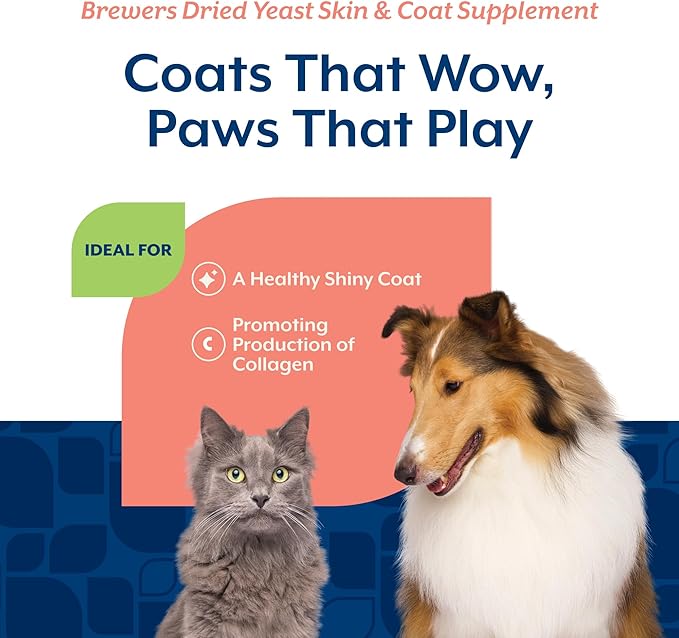 NaturVet – Brewer’s Dried Yeast Formula with Garlic Flavoring – Plus Vitamins – Supports Healthy Skin & Glossy Coat – Fortified with B-1, B-2, Niacin & Vitamin C – for Dogs & Cats (4 lb Powder)