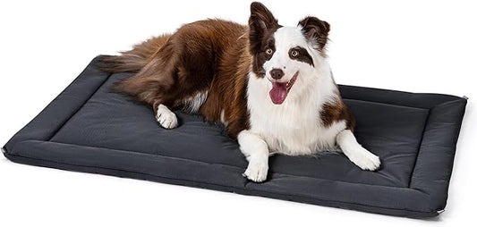 Cybarmour Chew Proof Dog Crate Pad - Outdoor Indestructible Dog Bed - Tough - Potable - Machine Washable - Water & Dirt-Resistant - Large Breeds & Fits 36-Inch Crate - 35"x22", Black