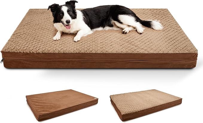 Sytopia Indestructible 44" Dog Bed for Large Dogs – Waterproof, Washable, Removable Cover, Thick Orthopedic Support, Durable Multi- Size Comfort Clearance Indoor Flat Dog Bed