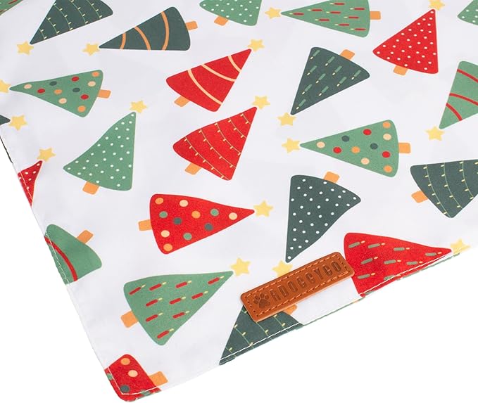 ADOGGYGO Christmas Dog Bandanas, Xmas Tree Candy Scarf, Premium Durable Fabric, White Christmas Bandanas for Small Dogs Pets (Small)