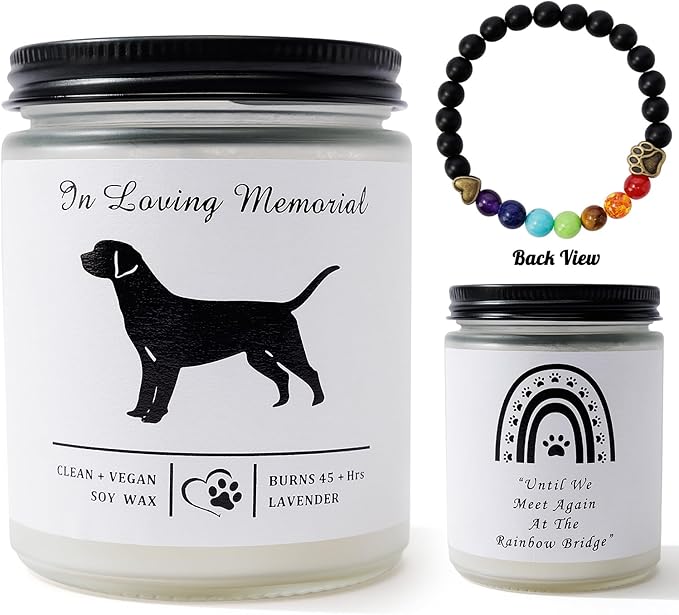 Soy Wax Scented Dog Memorial Candle, Loss of Dog Gift Candle, Dog Sympathy Candle, Dog Memorial Gifts for Loss of Dog, Thoughtful Sympathy, Remembrance - 7 Ounces (Labrador)