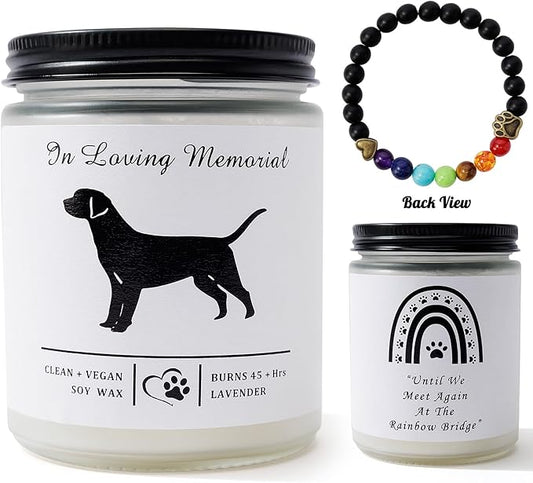 Soy Wax Scented Dog Memorial Candle, Loss of Dog Gift Candle, Dog Sympathy Candle, Dog Memorial Gifts for Loss of Dog, Thoughtful Sympathy, Remembrance - 7 Ounces (Labrador)