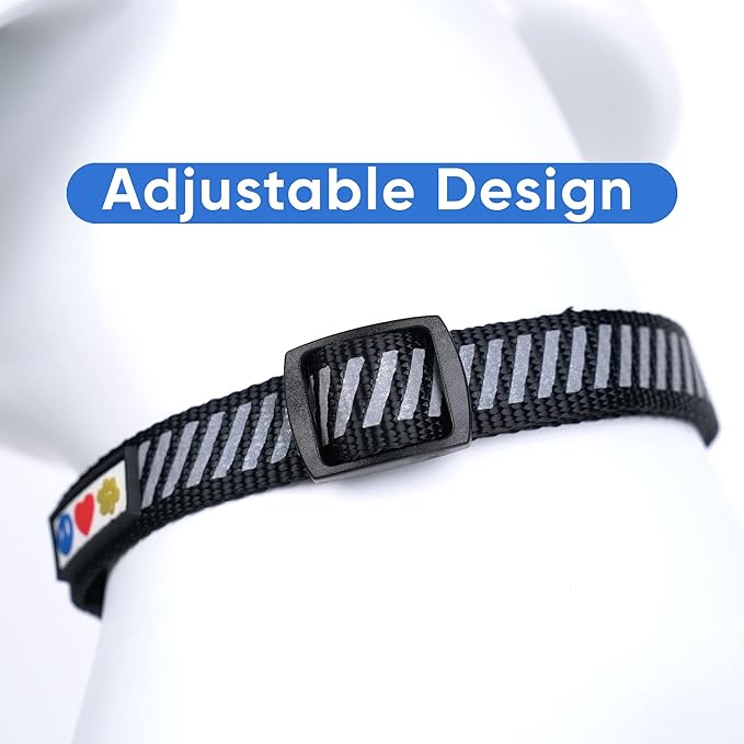 Pawtitas Reflective Dog Collar - Personalized Name & Phone Number, Adjustable for Small Dogs & Puppies, Black