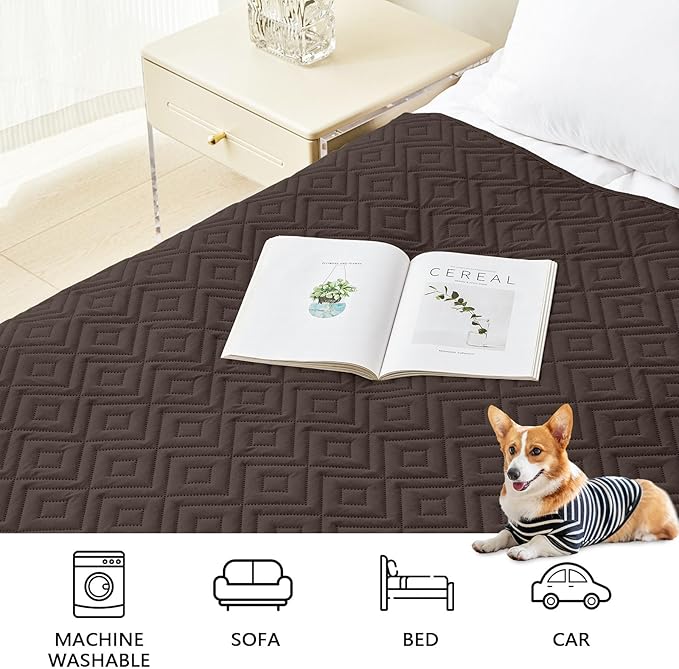 hyha Waterproof Dog Blanket, Soft Dog Bed Cover Pet Blankets, Waterproof Sofa Couch Cover for Dogs Washable, Reversible Pet Couch Covers for Sofa Furniture (30x53 Inch, Chocolate/Beige)