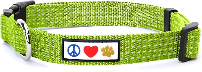 Pawtitas Reflective Dog Collar Adjustable Dog Collars for Medium Dogs Puppy Collar Medium Dog Collar Green Dog Collar