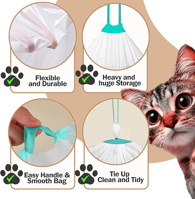 25 Count Large 36x19 Cat Litter Liners for Litter Box – Cat Litter Liners - Leak Proof & Tear Resistance - Heavy Duty Drawstring Design for Easy & Mess-Free Cleaning
