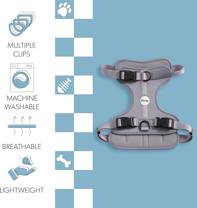 HNS1003N Arlo Large Adjustable Soft Padded No Pull Pet Harness with 3 Buckles and 3 Leash Clips, Martini