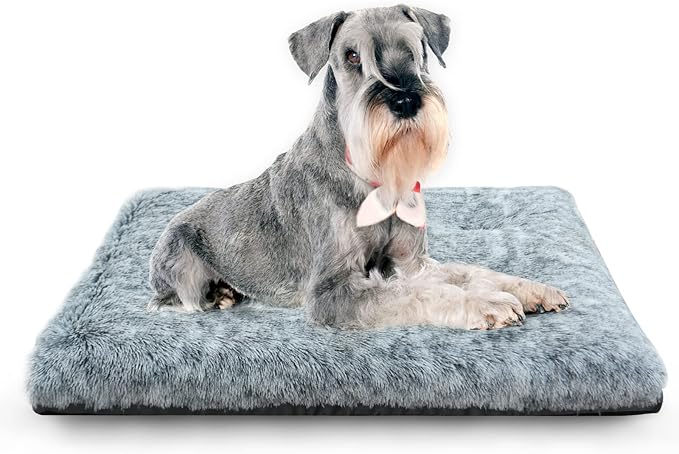 KISYYO Orthopedic Dog Beds for Large Dogs Fixable Deluxe Cozy Dog Kennel Beds for Crates Washable Pet Sofa, Grey (S)