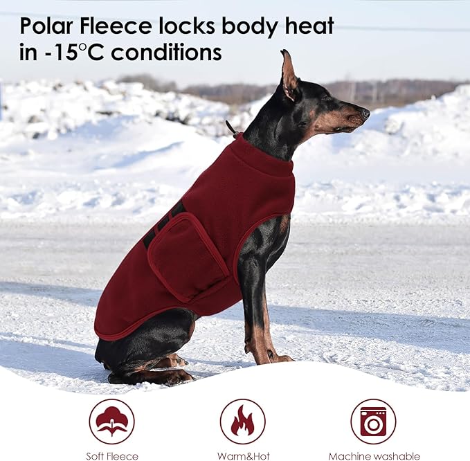 Dog Sweater,Adjustable Dog Sweaters for Small, Medium and Large Dogs Boys Girls, Dachshund Chihuahua Fleece Dogs Sweater(Burgundy,S)