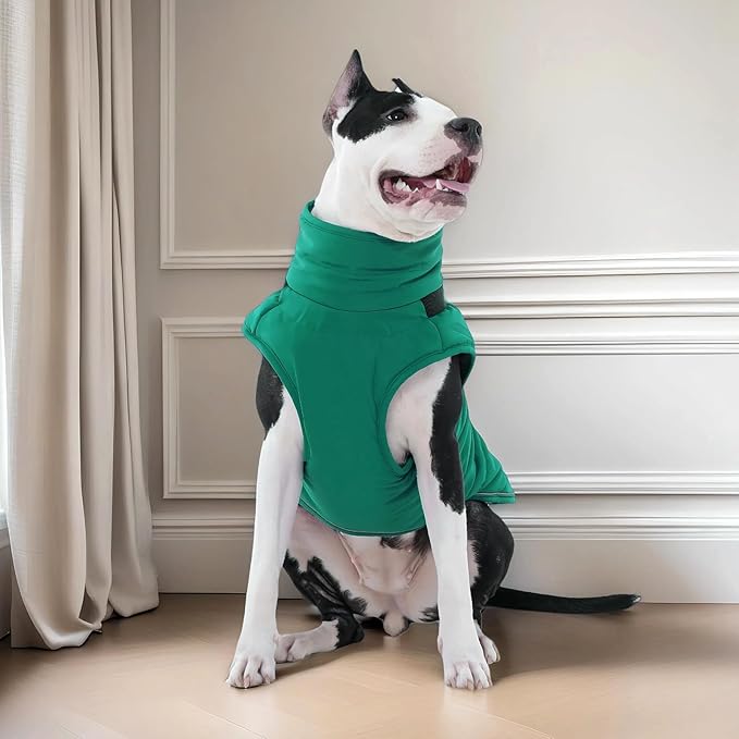 Kuoser Dog Jacket, Warm Dog Coat with Harness Built in for Small Dogs, Puppy Winter Jacket Pet Clothes for Cold Weather, Windproof Doggie Winter Vest for Pug Dachshund, Green S