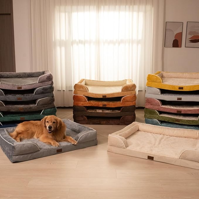 Comfort Expression Orthopedic Dog Bed for Small Dogs 24x16 Inch, Waterproof Supportive Egg Crate Foam Small Pet Bed with Removable Bolsters, Dog Couch with Washable Cover & Non-Slip Bottom, Black