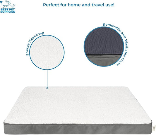 Best Pet Supplies Dog House Bed Crate Mat Tent Indoor Round Soft Plush for Small, Medium, and Large Breeds - Gray, 41 x 29 x 4