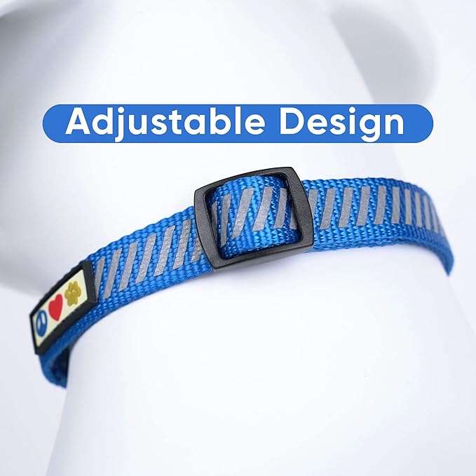 Pawtitas Reflective Dog Collar Reflective Thread Reflective Dog Collar Personalized Name Phone Number Adjustable Collar for Small Dogs Small Puppy Blue Dog Collar Extra Small Breeds
